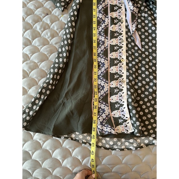 S.Oliver Blue Green And White Belted Women's  Shirt Dress, Size 4 Midi Boho - Picture 4 of 9